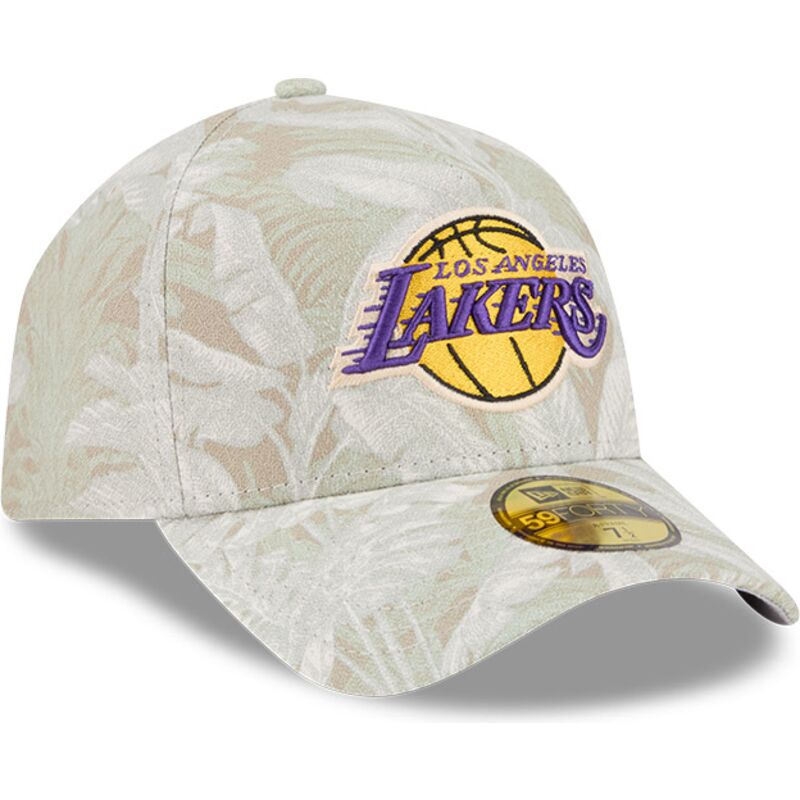 casquette-courbee-beige-ajustee-59forty-a-frame-leafy-palm-los-angeles-lakers-nba-new-era