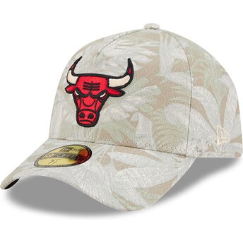 Șepci curbată bej ajustat 59FORTY A Frame Leafy Palm de Chicago Bulls NBA de New Era