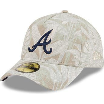 New Era Curved Brim 59FORTY A Frame Leafy Palm Atlanta Braves MLB Beige Fitted Cap