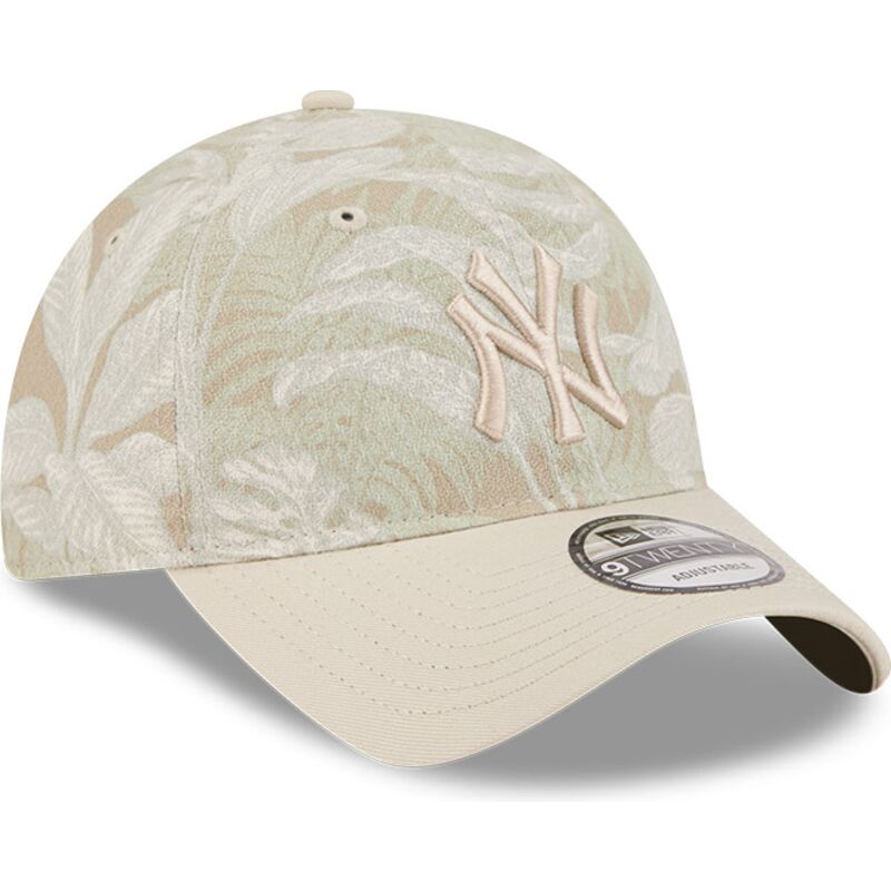 new-era-curved-brim-9twenty-leafy-palm-new-york-yankees-mlb-beige-adjustable-cap new-era-curved-brim-9twenty-leafy-palm-new-york-yankees-mlb-beige-adjustable-cap