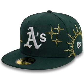 Casquette plate verte ajustée 59FIFTY Zodiac Oakland Athletics MLB New Era