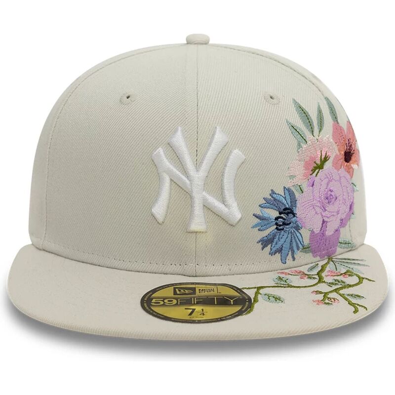 new-era-flat-brim-59fifty-floral-new-york-yankees-mlb-beige-fitted-cap new-era-flat-brim-59fifty-floral-new-york-yankees-mlb-beige-fitted-cap