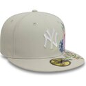 epci-plata-bej-fitted-59fifty-floral-de-new-york-yankees-mlb-de-new-era