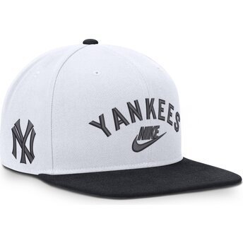 Șepci plată alb snapback Cooperstown Dri-Fit Pro Structured Square Bill de New York Yankees MLB de Nike