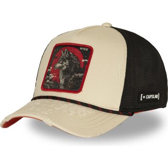 Cap curbată beige snapback Wolf Beasts de Capslab