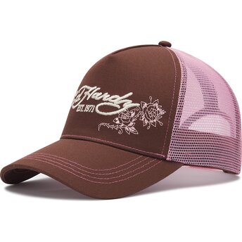 Șepci curbată maro snapback rosa Skull And Roses de Ed Hardy