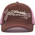 epci-curbata-maro-snapback-rosa-skull-and-roses-de-ed-hardy