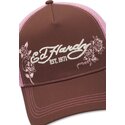 epci-curbata-maro-snapback-rosa-skull-and-roses-de-ed-hardy