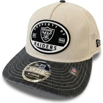 Șepci curbată bej snapback 9FORTY M-Crown A Frame Fray de Las Vegas Raiders NFL de New Era