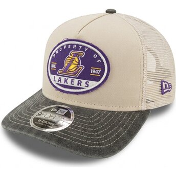 Șepci curbată bej snapback 9FORTY M-Crown A Frame Fray de Los Angeles Lakers NBA de New Era