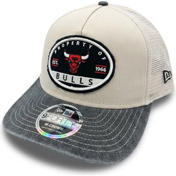 Șepci curbată bej snapback 9FORTY M-Crown A Frame Fray de Chicago Bulls NBA de New Era