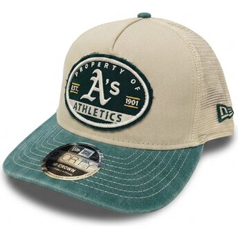 Șepci curbată bej snapback 9FORTY M-Crown A Frame Fray de Oakland Athletics MLB de New Era