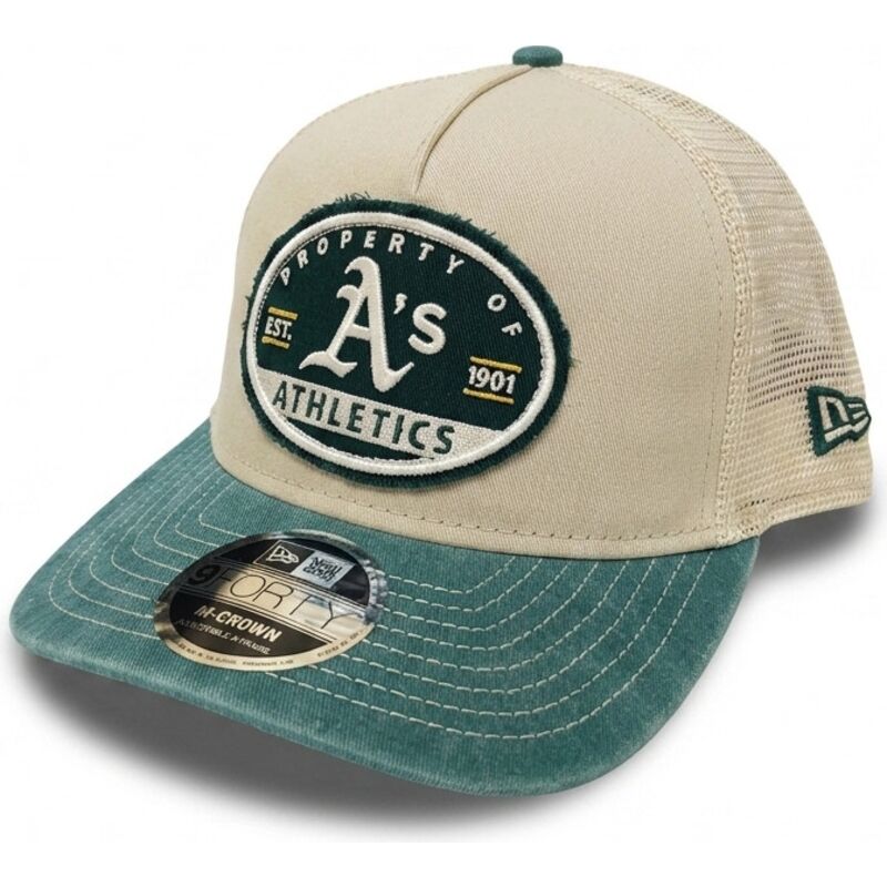 epci-curbata-bej-snapback-9forty-m-crown-a-frame-fray-de-oakland-athletics-mlb-de-new-era