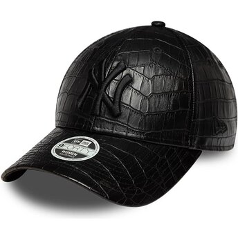 Șepci curbată negru reglabilă 9FORTY PU Pattern de New York Yankees MLB de New Era