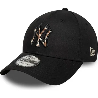 Șepci curbată negru reglabilă 9FORTY Faux Pony Infill de New York Yankees MLB de New Era