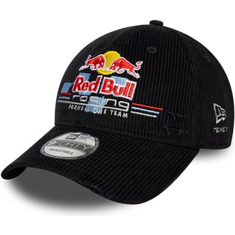 Șepci curbată negru reglabilă 9FORTY Distressed Cord de Red Bull Racing Formula 1 de New Era