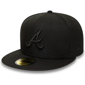 Șepci plată negru fitted 59FIFTY de Atlanta Braves MLB de New Era