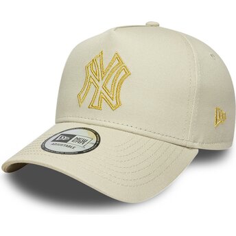Șepci curbată bej snapback dorado E Frame Metallic Outline de New York Yankees MLB de New Era