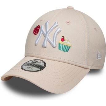 Șepci curbată roz reglabilă pentru copii 9FORTY Food Icon Cupcake de New York Yankees MLB de New Era