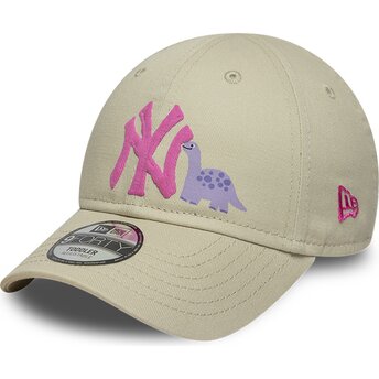 Șepci curbată bej reglabilă pentru copii rosa 9FORTY Dino Icon de New York Yankees MLB de New Era