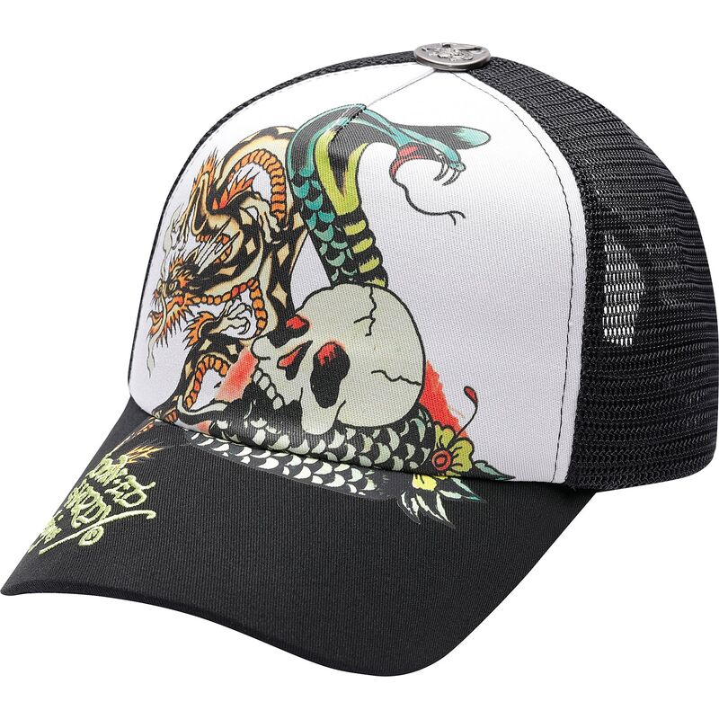 epci-curbata-negru-snapback-snake-and-skull-de-ed-hardy