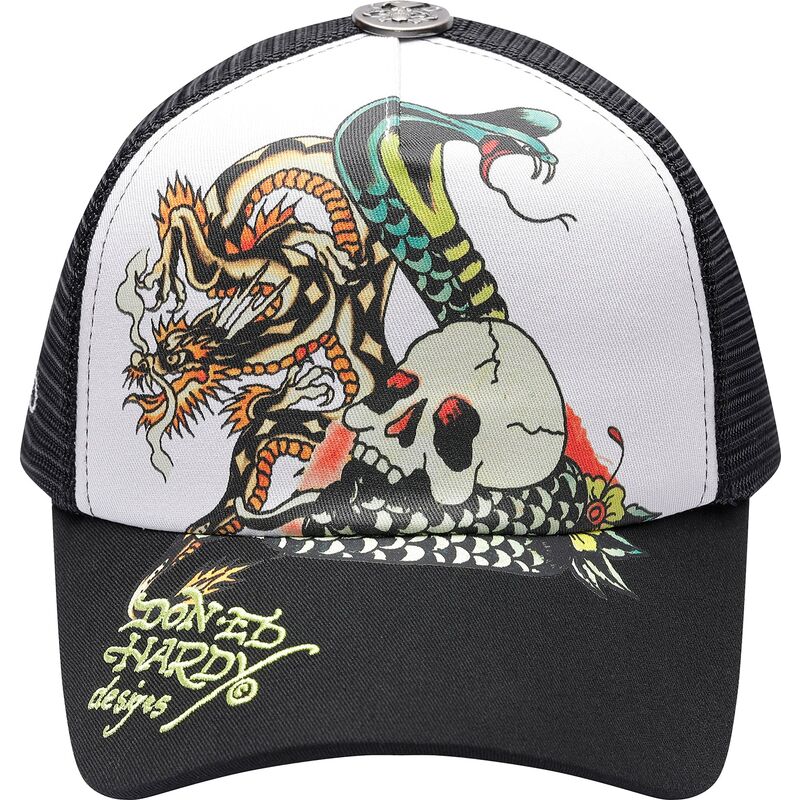 epci-curbata-negru-snapback-snake-and-skull-de-ed-hardy