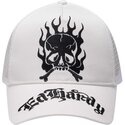 epci-curbata-alb-snapback-gothic-skull-in-flames-de-ed-hardy