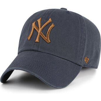 Șepci curbată gri reglabilă Clean Up Contrast Vintage Navy de New York Yankees MLB de 47 Brand