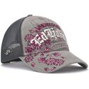 epci-curbata-gri-snapback-floral-tattoo-city-vintage-wash-de-ed-hardy
