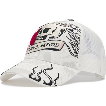 Șepci curbată alb snapback Live Fast Love Hard de Ed Hardy
