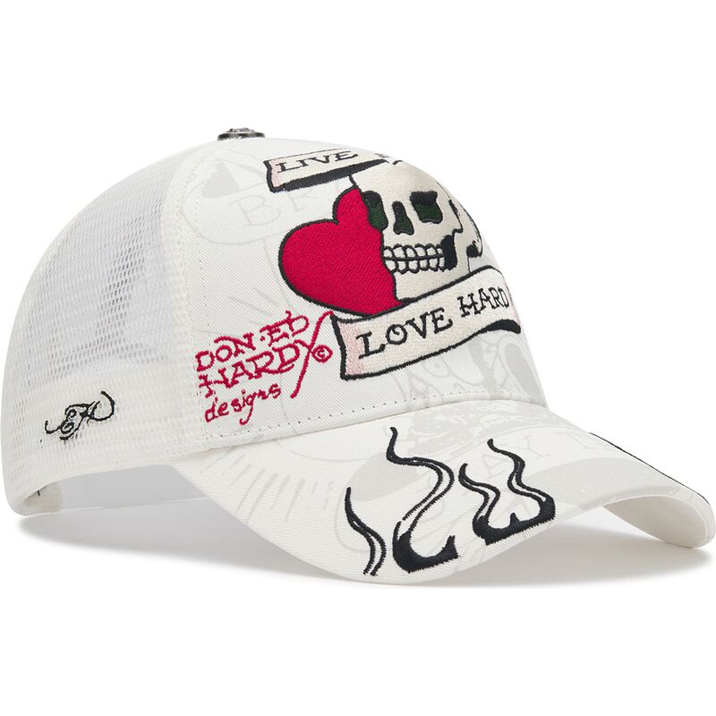epci-curbata-alb-snapback-live-fast-love-hard-de-ed-hardy