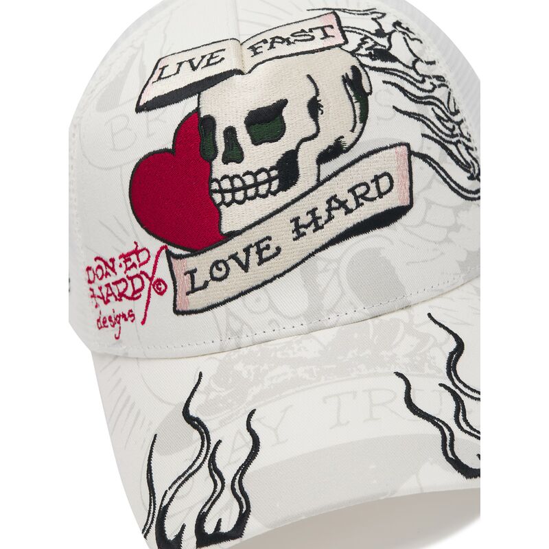 epci-curbata-alb-snapback-live-fast-love-hard-de-ed-hardy