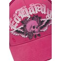 epci-curbata-roz-snapback-flaming-gothic-skull-washed-de-ed-hardy