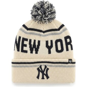 Căciuli pompon cremă Quattrle Cuff Knit de New York Yankees MLB de 47 Brand