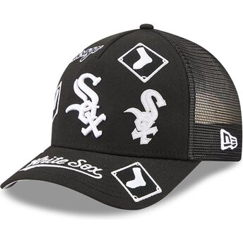 Șepci curbată negru snapback 9FORTY M-Crown A Frame All Over de Chicago White Sox MLB de New Era