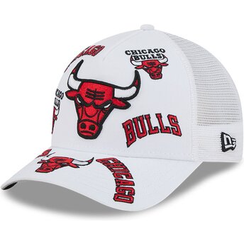 Șepci curbată alb snapback 9FORTY M-Crown A Frame All Over de Chicago Bulls NBA de New Era