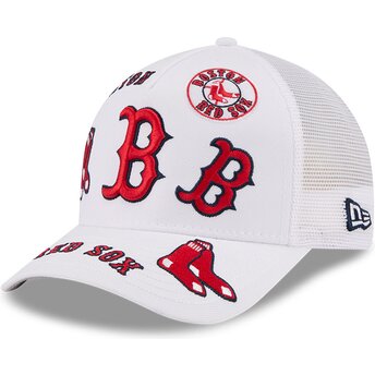 Șepci curbată alb snapback 9FORTY M-Crown A Frame All Over de Boston Red Sox MLB de New Era