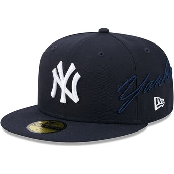 Șepci plată bleumarin fitted 59FIFTY Side Script de New York Yankees MLB de New Era