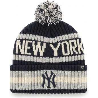 Gorro con pompón azul marino Bering Cuff Knit de New York Yankees MLB de 47 Brand