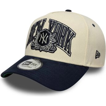 Șepci curbată bej snapback E Frame Wordmark Suede de New York Yankees MLB de New Era