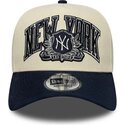 epci-curbata-bej-snapback-e-frame-wordmark-suede-de-new-york-yankees-mlb-de-new-era
