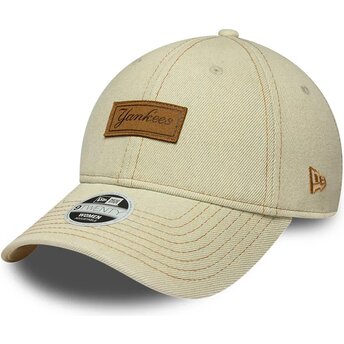 Șepci curbată bej reglabilă 9TWENTY Denim de New York Yankees MLB de New Era