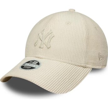Șepci curbată bej reglabilă 9FORTY Cord de New York Yankees MLB de New Era