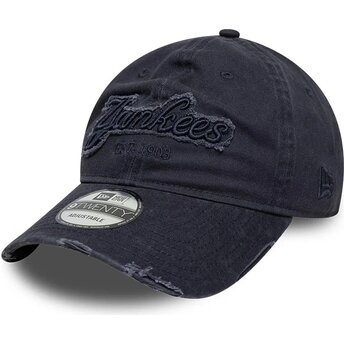 Șepci curbată bleumarin reglabilă 9TWENTY Distress Wordmark de New York Yankees MLB de New Era
