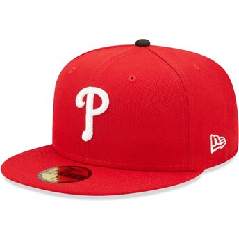 Șepci plată roșu fitted 59FIFTY AC Perf de Philadelphia Phillies MLB de New Era