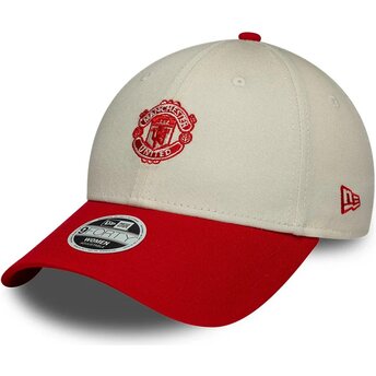 Șepci curbată bej reglabilă 9FORTY Contrast de Manchester United Football Club Premier League de New Era