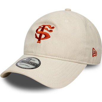 Șepci curbată bej reglabilă 9TWENTY Faux Suede de Stade Toulousain Top 14 de New Era
