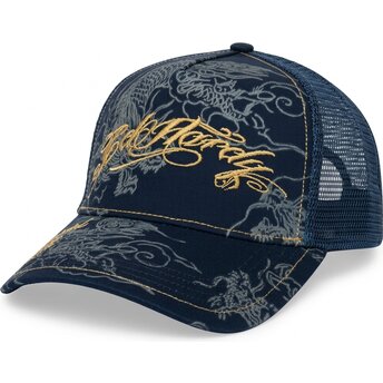Șepci curbată bleumarin snapback Outline Dragons de Ed Hardy
