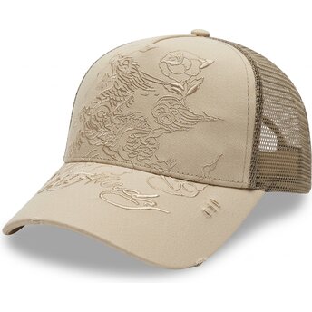 Șepci curbată kaki snapback Outline de Ed Hardy