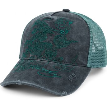 Șepci curbată negru snapback Outline Distressed de Ed Hardy